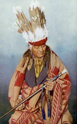 Noord-Amerika. Indiaanse opperhoofd van de Pueblo-stam. 1920
